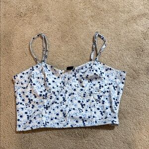 Floral Blue and White Women's Top
